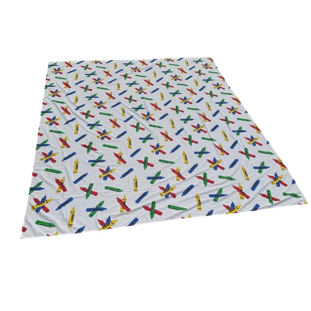 Perfect Fit Crayon Print Full Sheet Set Kids‎ Bedding Colorful Cotton Blend